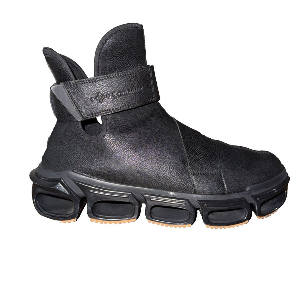 Comanier Cloud Sole High Top Sneakers Black Leather Strap Tech Chunky US 11.5